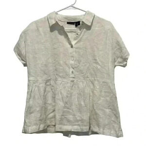 Tahari White Peplum Button Top